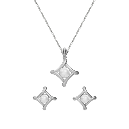 Sira Freshwater Pearl & 92.5 Silver Pendant Set