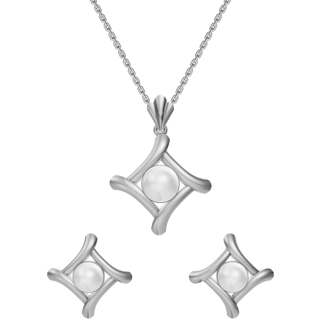 Sira Freshwater Pearl & 92.5 Silver Pendant Set