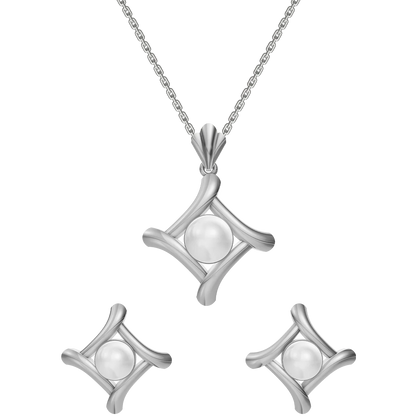 Sira Freshwater Pearl & 92.5 Silver Pendant Set