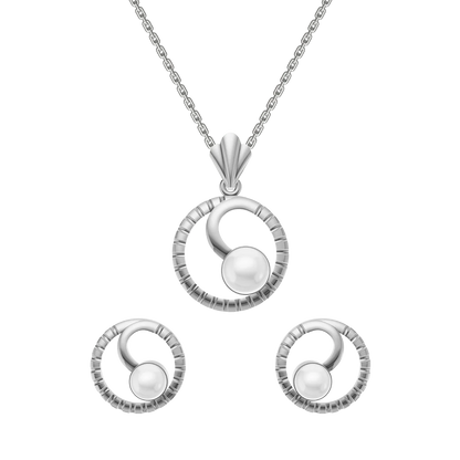 Cerra Freshwater Pearl & 92.5 Silver Pendant Set