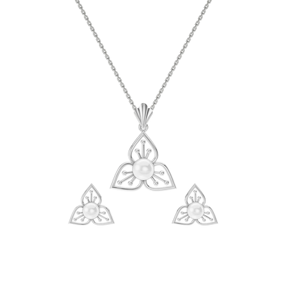 Tria Freshwater Pearl & 92.5 Silver Pendant Set