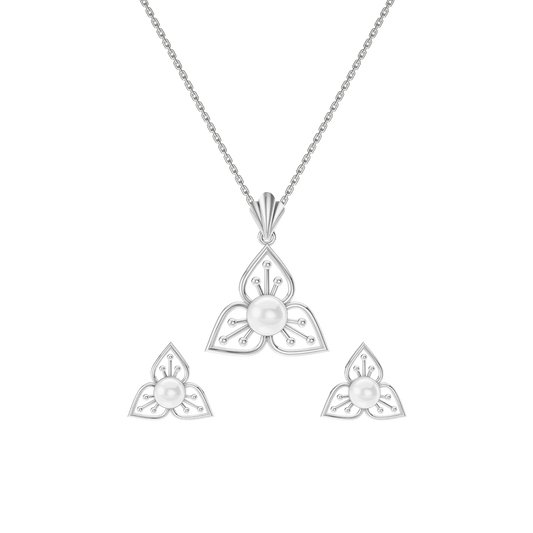 Tria Freshwater Pearl & 92.5 Silver Pendant Set