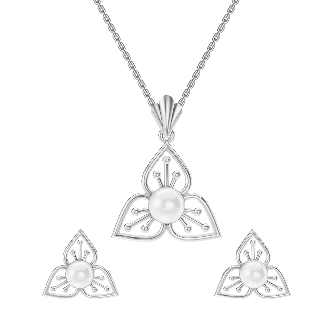 Tria Freshwater Pearl & 92.5 Silver Pendant Set