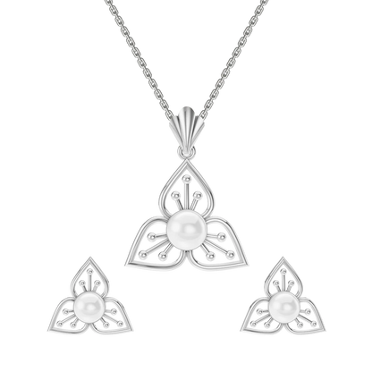 Tria Freshwater Pearl & 92.5 Silver Pendant Set