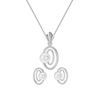 Ellen Freshwater Pearl & 92.5 Silver Pendant Set