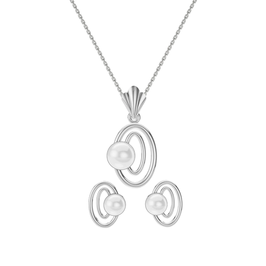 Ellen Freshwater Pearl & 92.5 Silver Pendant Set
