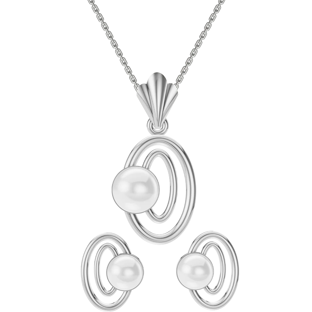 Ellen Freshwater Pearl & 92.5 Silver Pendant Set