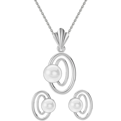 Ellen Freshwater Pearl & 92.5 Silver Pendant Set
