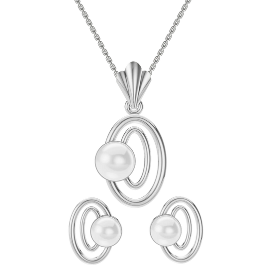 Ellen Freshwater Pearl & 92.5 Silver Pendant Set