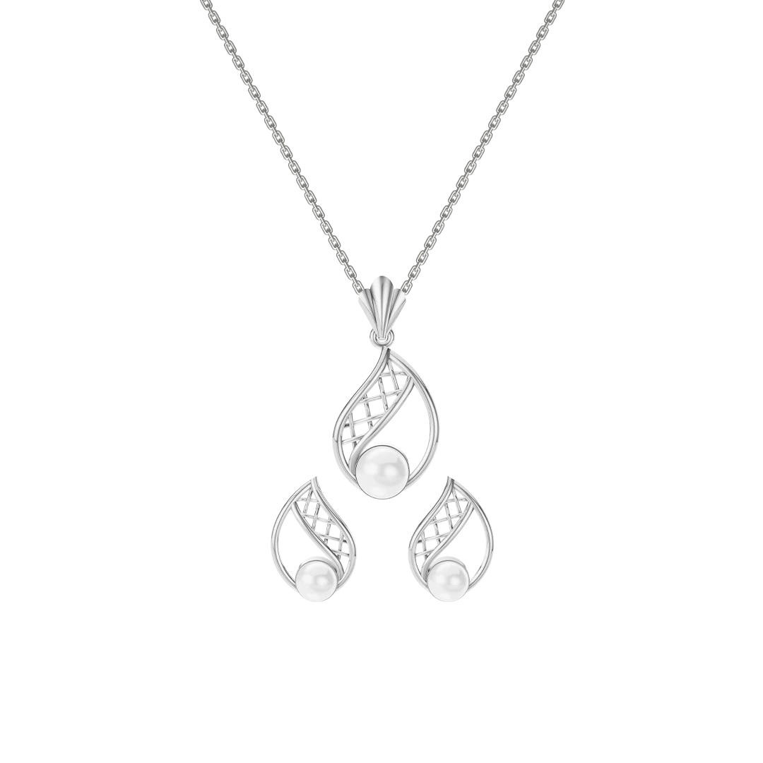 Rayli Freshwater Pearl & 92.5 Silver Pendant Set