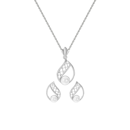 Rayli Freshwater Pearl & 92.5 Silver Pendant Set