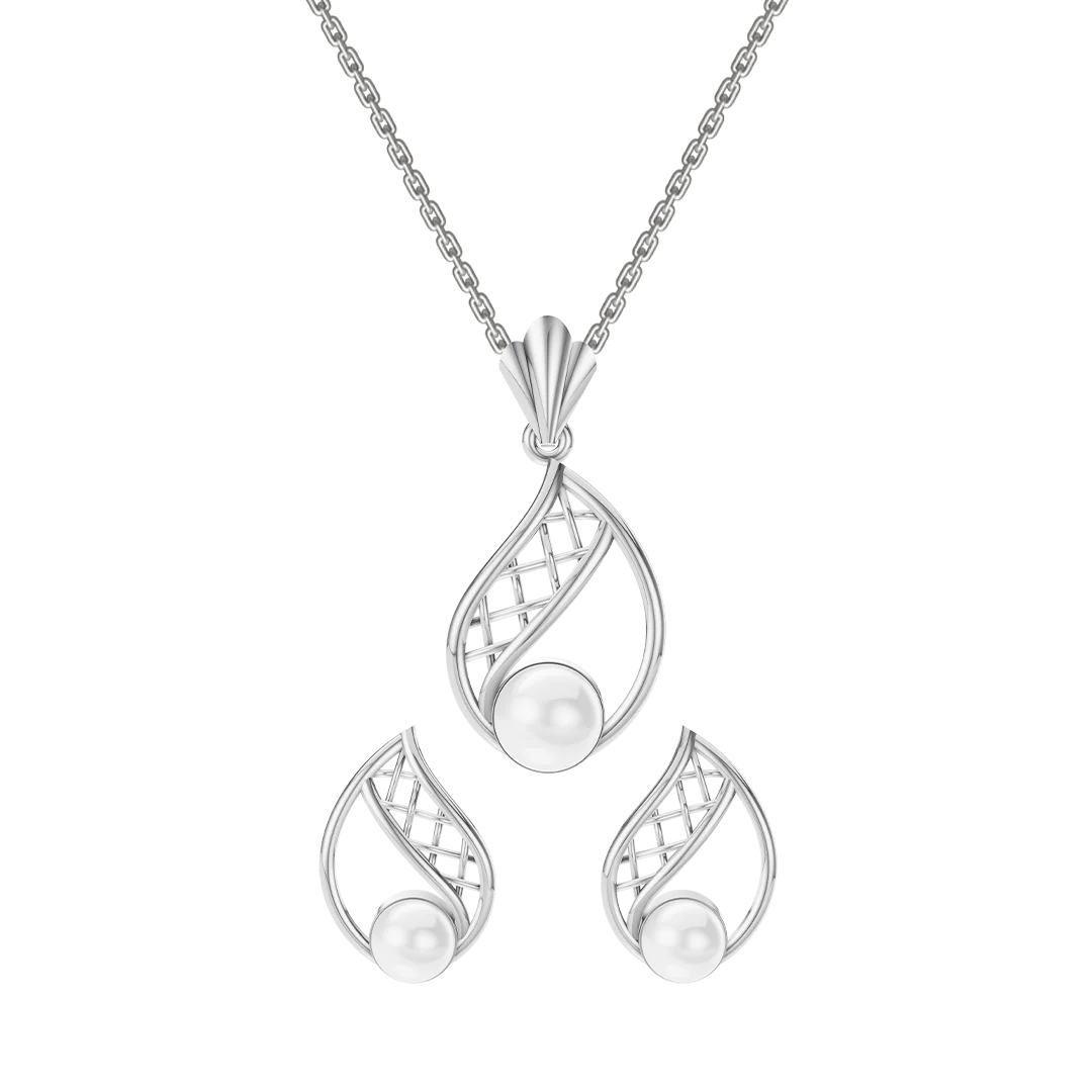Rayli Freshwater Pearl & 92.5 Silver Pendant Set