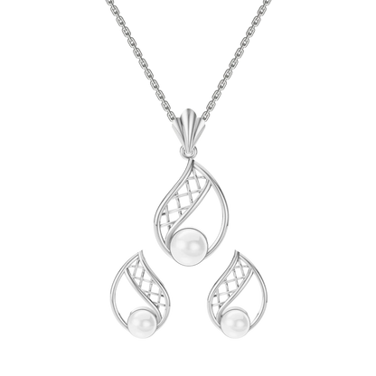 Rayli Freshwater Pearl & 92.5 Silver Pendant Set
