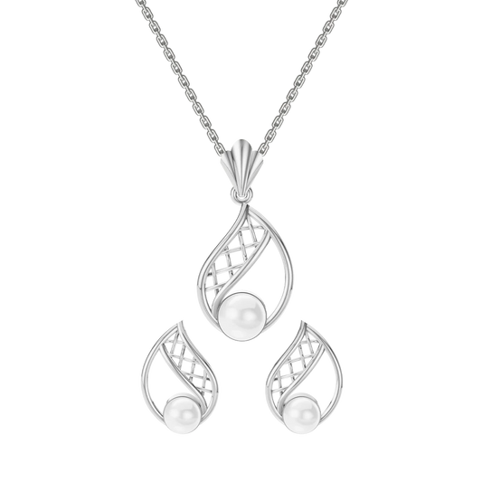 Rayli Freshwater Pearl & 92.5 Silver Pendant Set