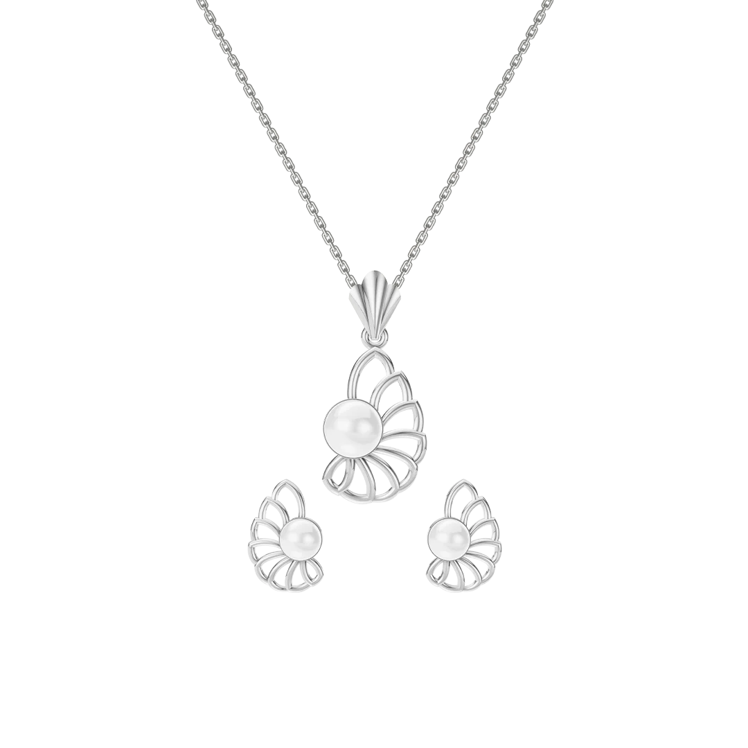 Shelin Freshwater Pearl & 92.5 Silver Pendant Set