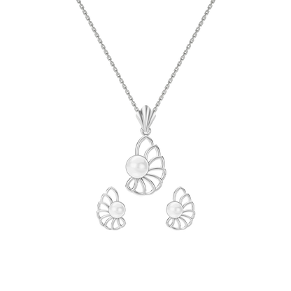 Shelin Freshwater Pearl & 92.5 Silver Pendant Set