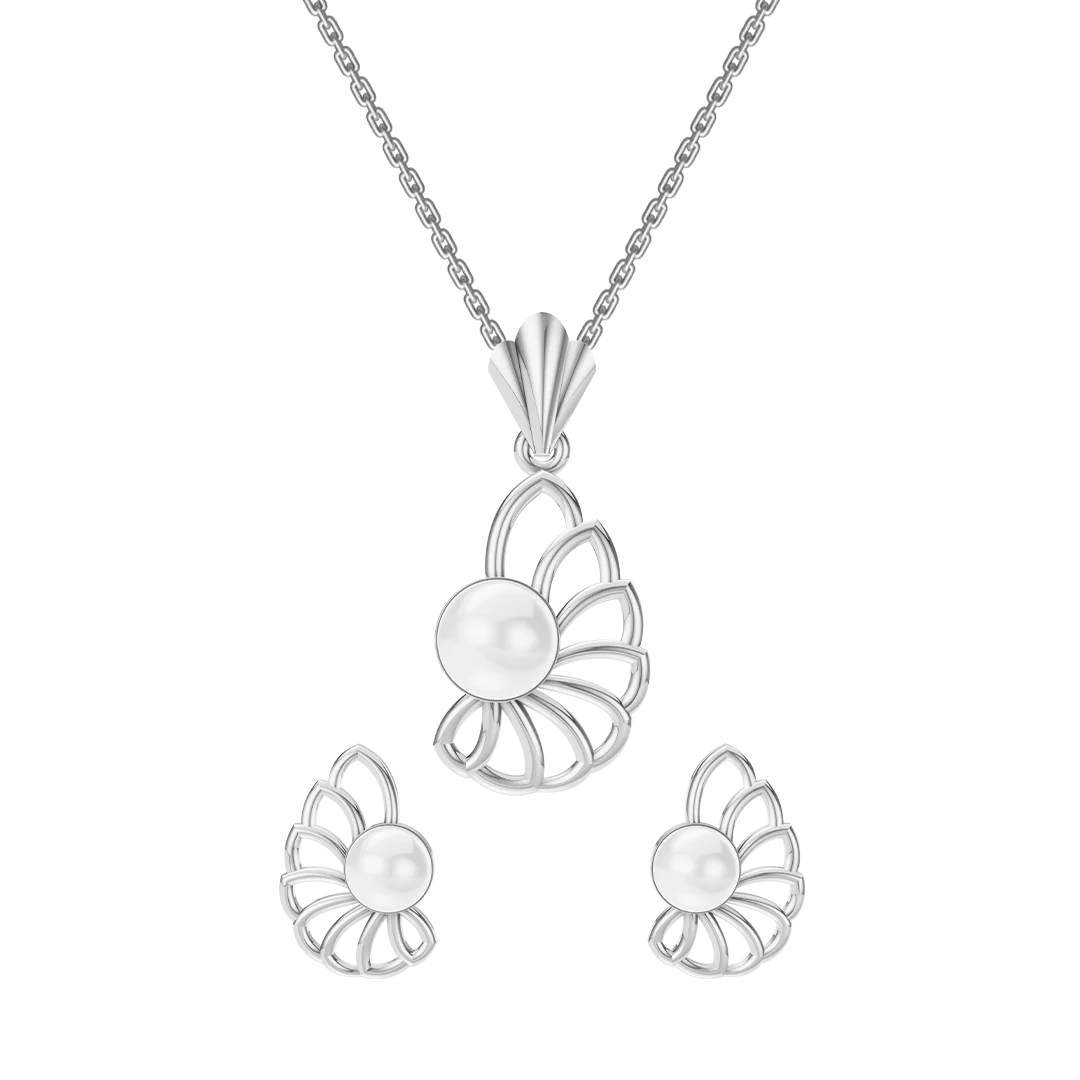 Shelin Freshwater Pearl & 92.5 Silver Pendant Set