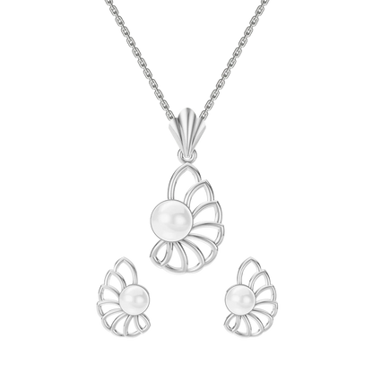 Shelin Freshwater Pearl & 92.5 Silver Pendant Set