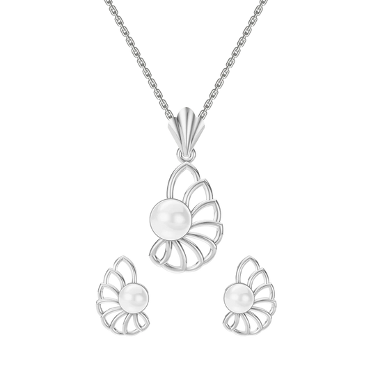 Shelin Freshwater Pearl & 92.5 Silver Pendant Set