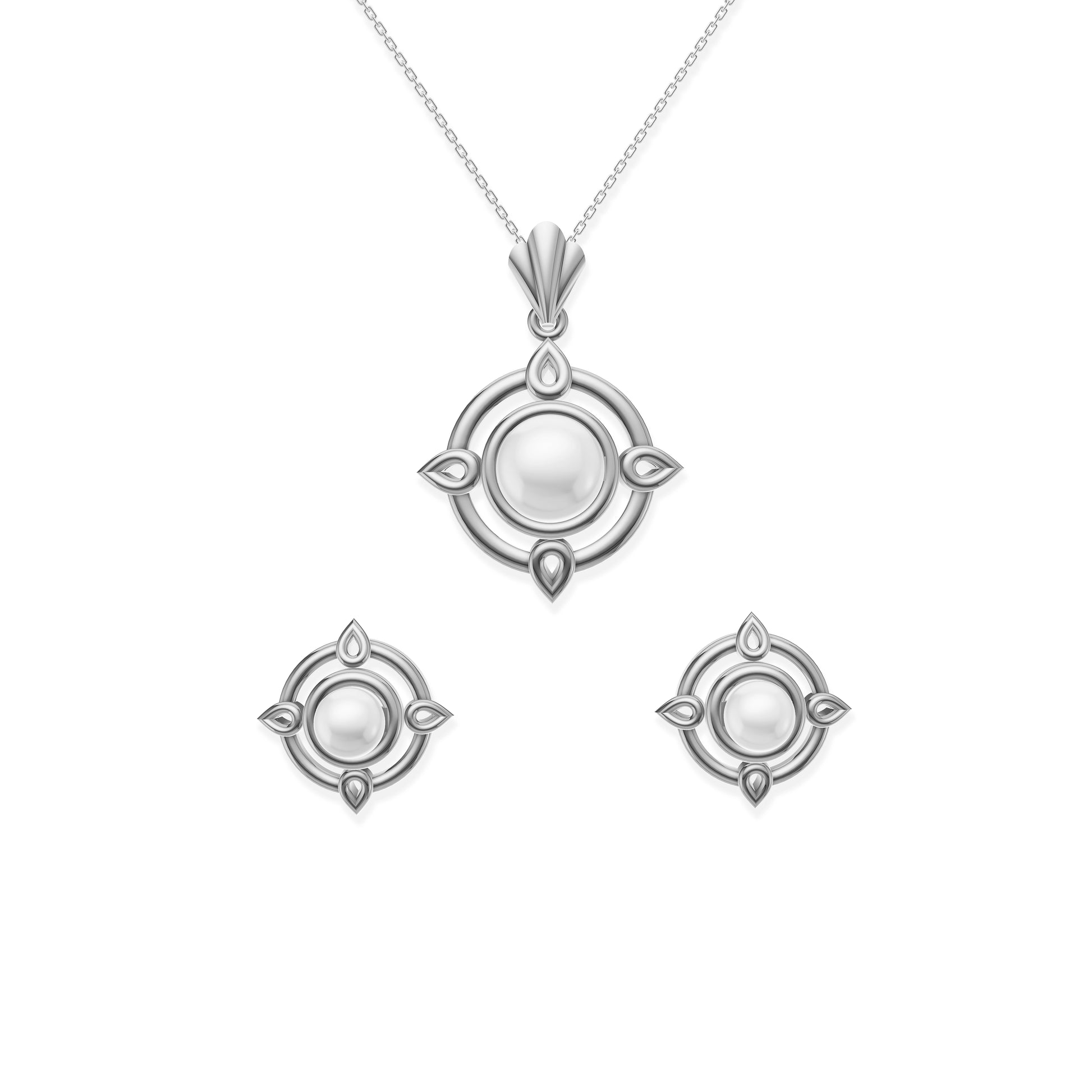 Aura freshwater pearl 92.5 silver pendant set
