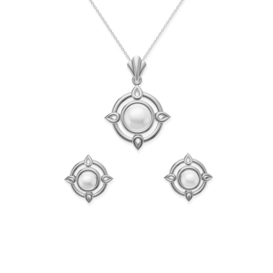 Aura freshwater pearl 92.5 silver pendant set