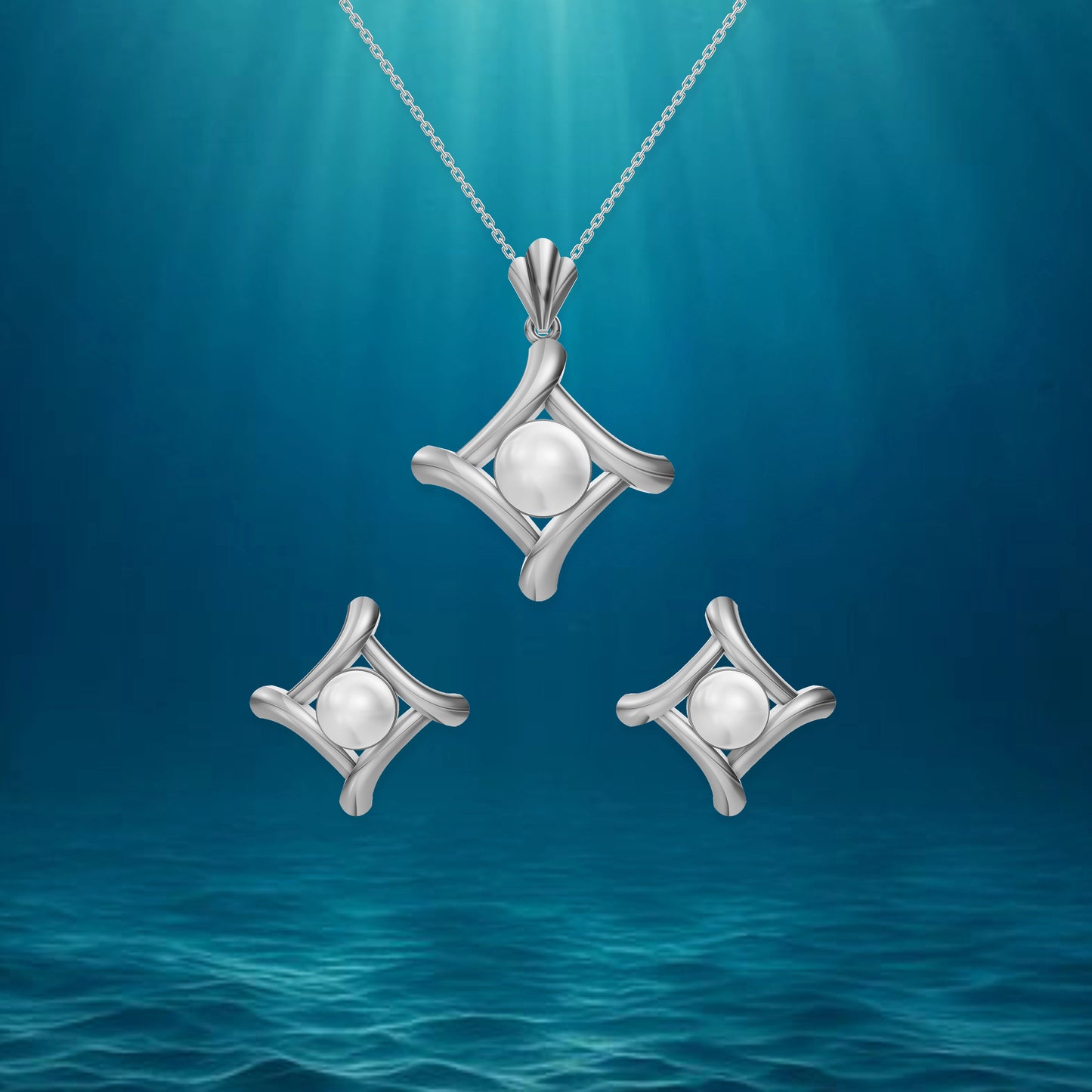 Sira Freshwater Pearl & 92.5 Silver Pendant Set