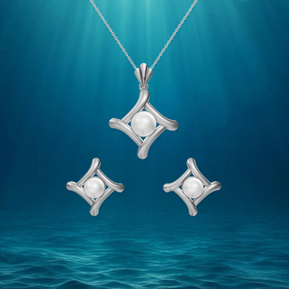 Sira Freshwater Pearl & 92.5 Silver Pendant Set