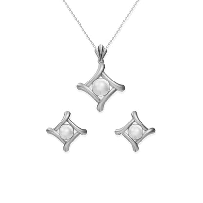 Sira Freshwater Pearl & 92.5 Silver Pendant Set