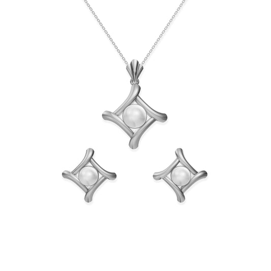 Sira Freshwater Pearl & 92.5 Silver Pendant Set
