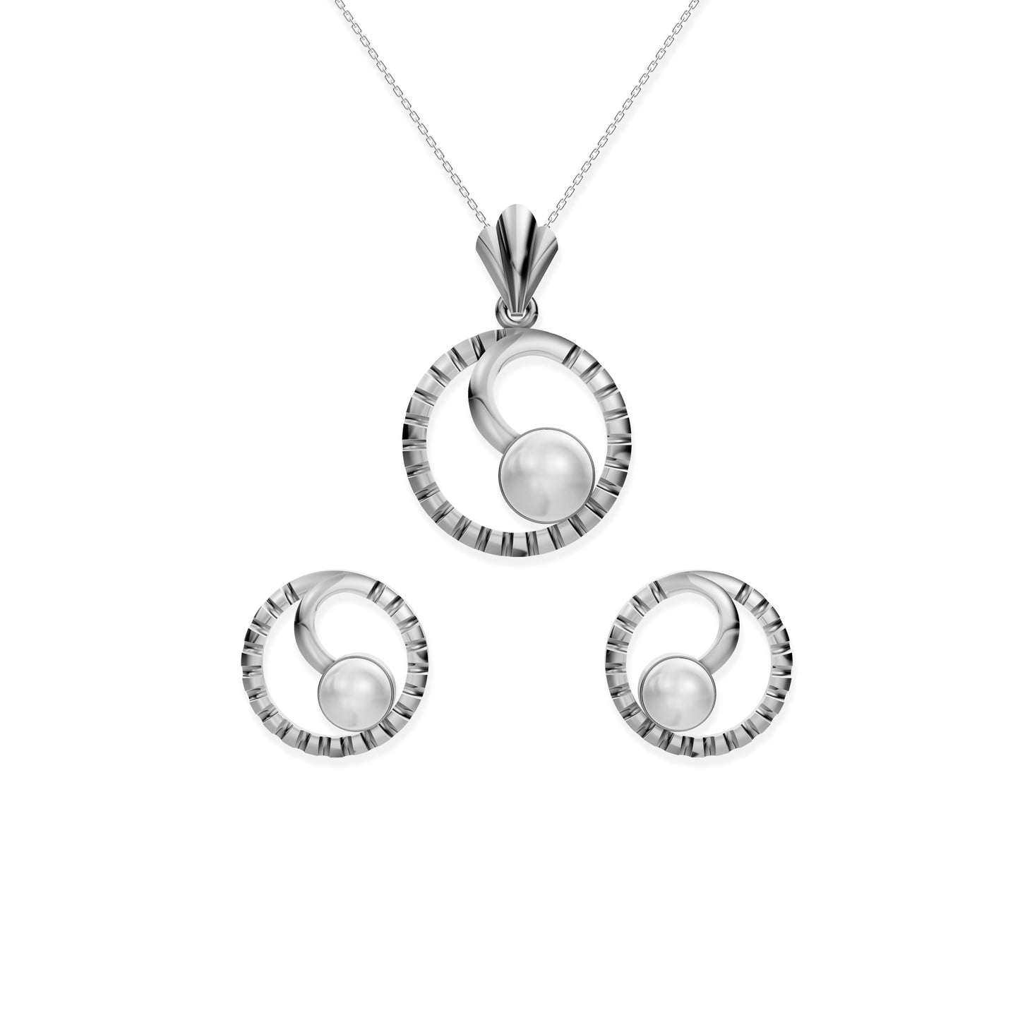 Cerra Freshwater Pearl & 92.5 Silver Pendant Set